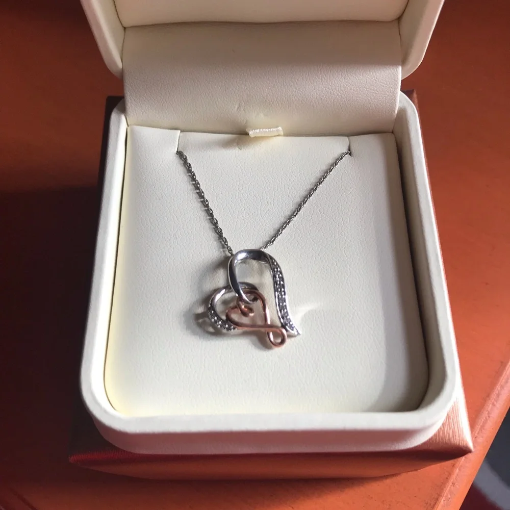 Diamond Double Heart Pendant Necklace